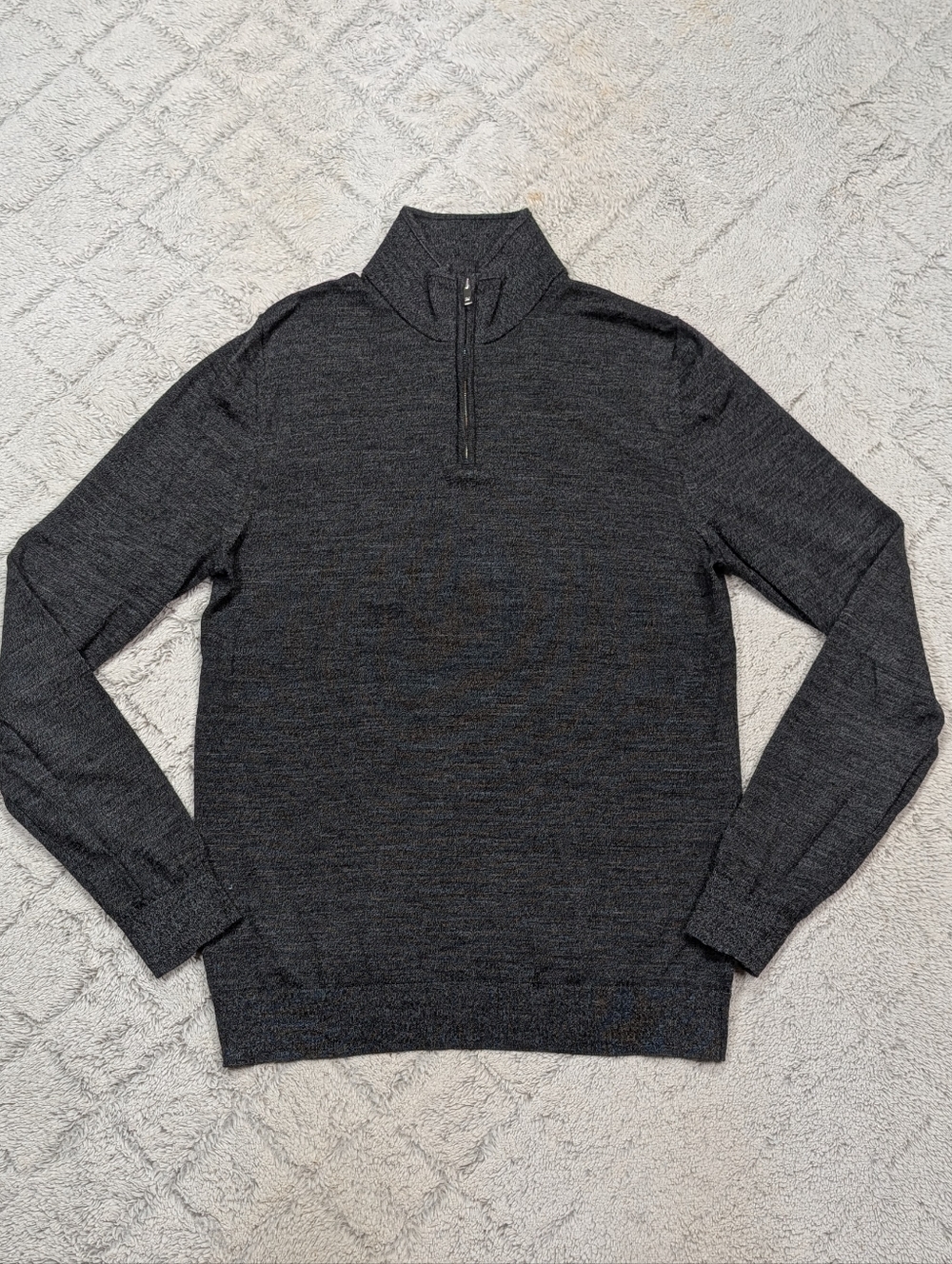Reiss Sweater Mens S Gray Charcoal Merino Wool ¼ Zip Pullover Soft Office